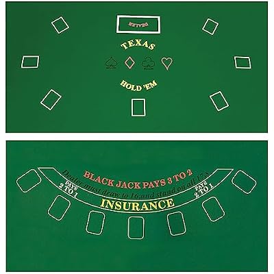 DA VINCI 2 Sided Texas Holdem and Blackjack Casino Felt Layout 36 Inch x 72 Inch