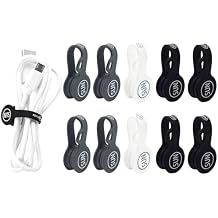 SUNFICON 10 Pack Earbuds Cords Organizers Magnetic Cable Clips Organizers Bookmark Clips Whiteboard Noticeboard Fridge Magnets USB Cable Manager Keeper for Home Kitchen Office School,Gray White Black