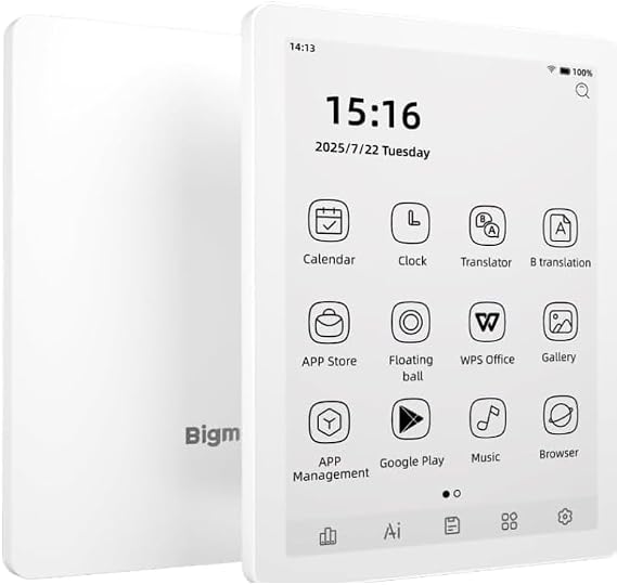 Bigme B6 e-Reader with B/W Display, 6 Inch E-Ink eBook Readers Android eReaders ePaper Tablet with 4GB+64GB, Octa Core & Android 14 OS, Eink eReader Device with Adjustable Front Light White