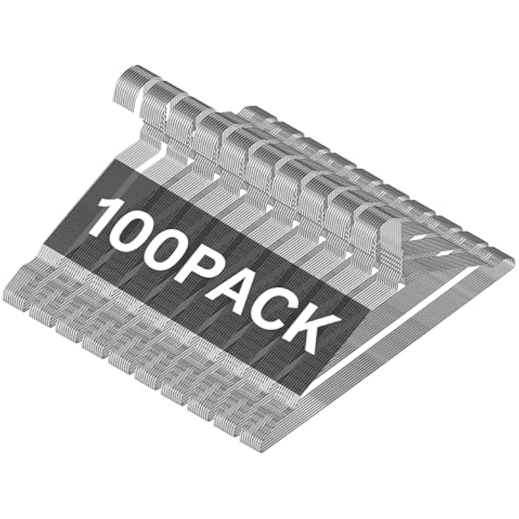 Jiang&Rong 100 Pack Metal Wire Hangers with Non Slip Notch - 16 Inch Slim Space Saving Coat Hangers for Dry Cleaners & Home - 12 Gauge Ultra Thin Clothing Hangers, Bulk Pack 100, Silver