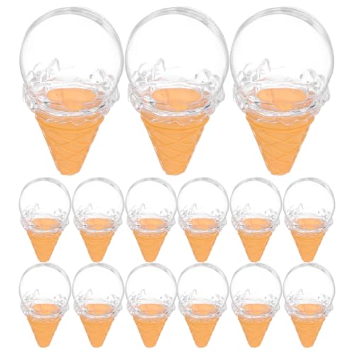 KONTONTY 16 Pcs Ice Cream Design Round Candy Packaging Boxes Plastic Party Favor Containers for Weddings Birthdays Home Decor 3.94X2.36X2.36 Inches