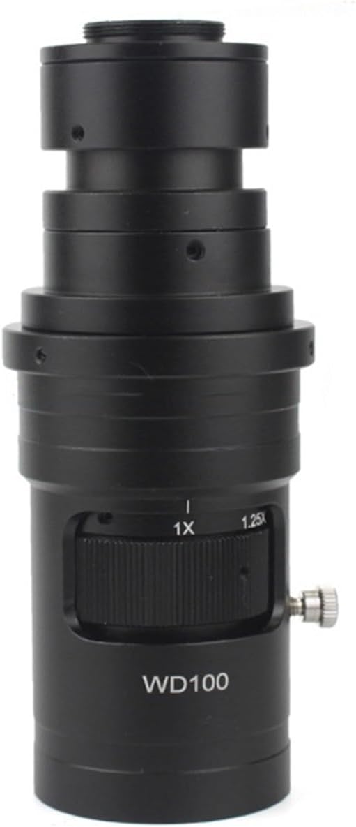 ZTBH Microscope Accessories Kit, Adjustable Magnification 100X-500X, Zoom C Mount Lens for USB Microscope Camera, Plastic, LED Light, 200X WD100