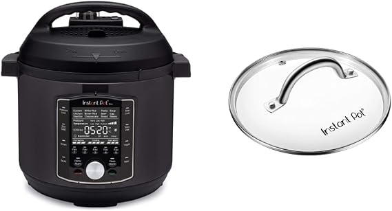 Instant Pot Pro 10-in-1 Pressure Cooker (8QT, 0) and Tempered Glass Lid (10.2-In, 8-Qt)