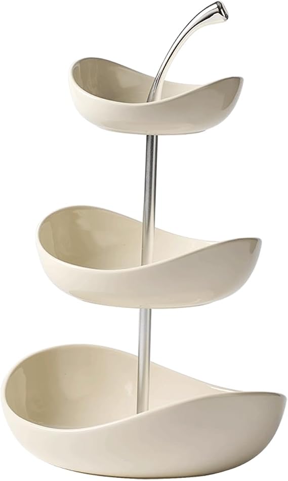 2/3 Tier Ceramic Fruit Bowl Tiered Fruit Basket Decorative Fruit Platter Modern Multi Layer Fruit Display Stand for Snacks Nuts Bread Candy