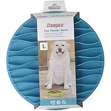 Buyter Silicone Interactive Pet Slow Feeder Cat Dogs Fun Food TPR Wave Bowls Anti Choking Feeding Supplies (Blue, L)