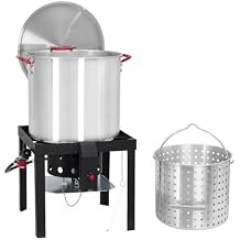 GarveeLife Outdoor Fryer - 60 Qt Seafood Boil Pot with Basket & Burner, Fish Fryer Steamer Set, Aluminum Propane Boiler with 10 PSI Regulator, Crab Crawfish Boiler, Auto Ignition System