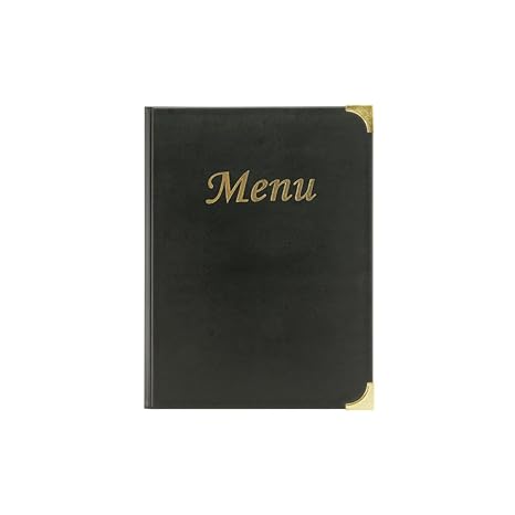 Securit Premium Faux Leather A4 Menu Holder - 8 Pages to View Sleek Display Folder for Food &amp; Drinks - Perfect for Restaurants, Cafe or Bar (Black)