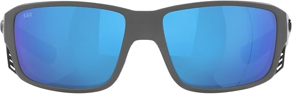 Costa Man Sunglasses Matte Black Frame, Blue Mirror Lenses, 60MM