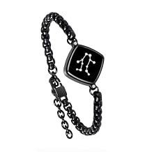 Single Bracelet Long Distance Touch Bracelets Jewelry, Remote Smart Love Bracelet,Send SOS SMS Relationship Bracelets constellations for Couples Lovers Friends Valentine's Day Gifts Black / Silver