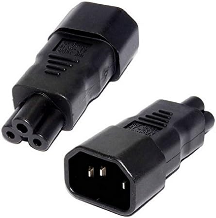 (2 Pack) C14 to C5,Tekit IEC 60320 C14 3 Pin Male to C5 3 Pin Female AC Power Adapter Receptacle,3 Pin IEC Socket C14 to Cloverleaf Plug C5 Adapter Up to 250v
