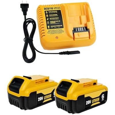 20V 6.0Ah Replacement Battery and Charger Kit for Dewalt DCB200 DCB204 DCB206, Compatible with Dewalt 20V MAX Battery Tools