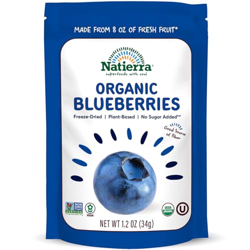 NATIERRA Natures All Foods Organic Freeze-Dried Blueberries | Non-GMO & Vegan | 1.2 Ounce