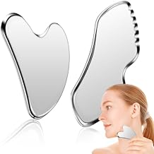 2Pcs Stainless Steel Scraping Facial Tool, Gua Sha Facial Tools, Body and Face Massage Tools,GuaSha Set for Face Neck Skin Care Lymphatic Drainage