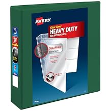 Avery Heavy-Duty View 3 Ring Binder, 2 Inch One Touch EZD Rings, 540-Sheet Capacity, 2.8 Inch Wide Spine, Customizable Clear Cover and Spine, 1 Green Binder (79683)