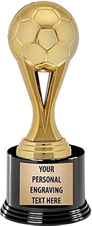 Crown Awards Soccer Trophies with Custom Engraving, 7.25" Personalized Gold Iconz Soccer Ball Trophy On Deluxe Round Base Prime