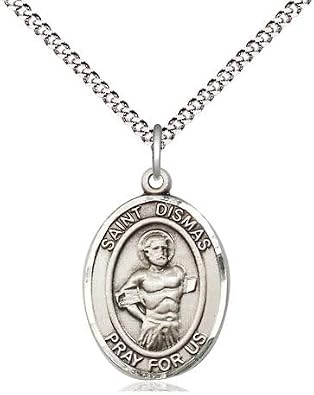 Extel Medium Oval Pewter St. Dismas Pendant with 18" chain, Made in USA