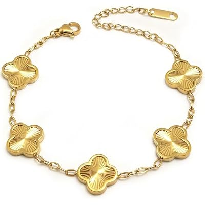 18K GoldSilver Plated Bracelets for Women Trendy Non Tarnish Four Leaf Clover Bracelet Fashion Jewelry Gift for Her