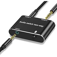 Audio Switch 3.5mm Bi-Direction Switch,Stereo Audio Switcher 2 in 1/1 in 2 Out,A udio Swit ch Headphone Manual Selector Splitter for PC Phone Laptop Headphone(Black)
