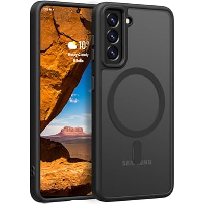 Rayboen for Samsung Galaxy S21 Case, Compatible with Magsafe, Translucent Frosted Silky Durable Shockproof Magnetic Phone Cover for Samsung S21 5G with Anti-Scratch Hard PC Back, Matte Black