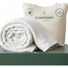 CLOUDSCAPE 4 Layer Muslin Blanket for Adults - 100% Cotton Blanket Queen Size Bedding, 92"x92" Fits Upto Full Size Bed, All-Season Lightweight Gauze Soft, Breathable Layering Summer Blankets - White