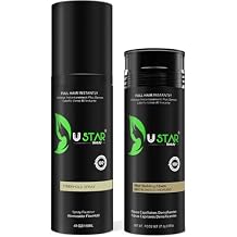 Ustar Hair Fibers 27.5g - Hair Building Fibers for Thinning Hair for an Instantly Fuller, Thicker Look - Hair Fibers for Men & Women with and Holding Spray 118ml (Medium Blonde)
