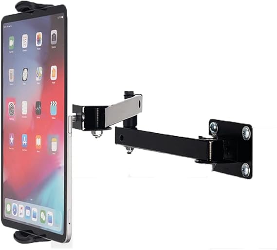 Wall Mount Tablet Holder Swivel Aluminum 360Rotation Tablet Stand Wall Mount Stand Wall Extendable Tablets Holder Swivel with Arm for Screen Kitchen Wall Mounted brackets,for Tablets/Phone 7"-13"
