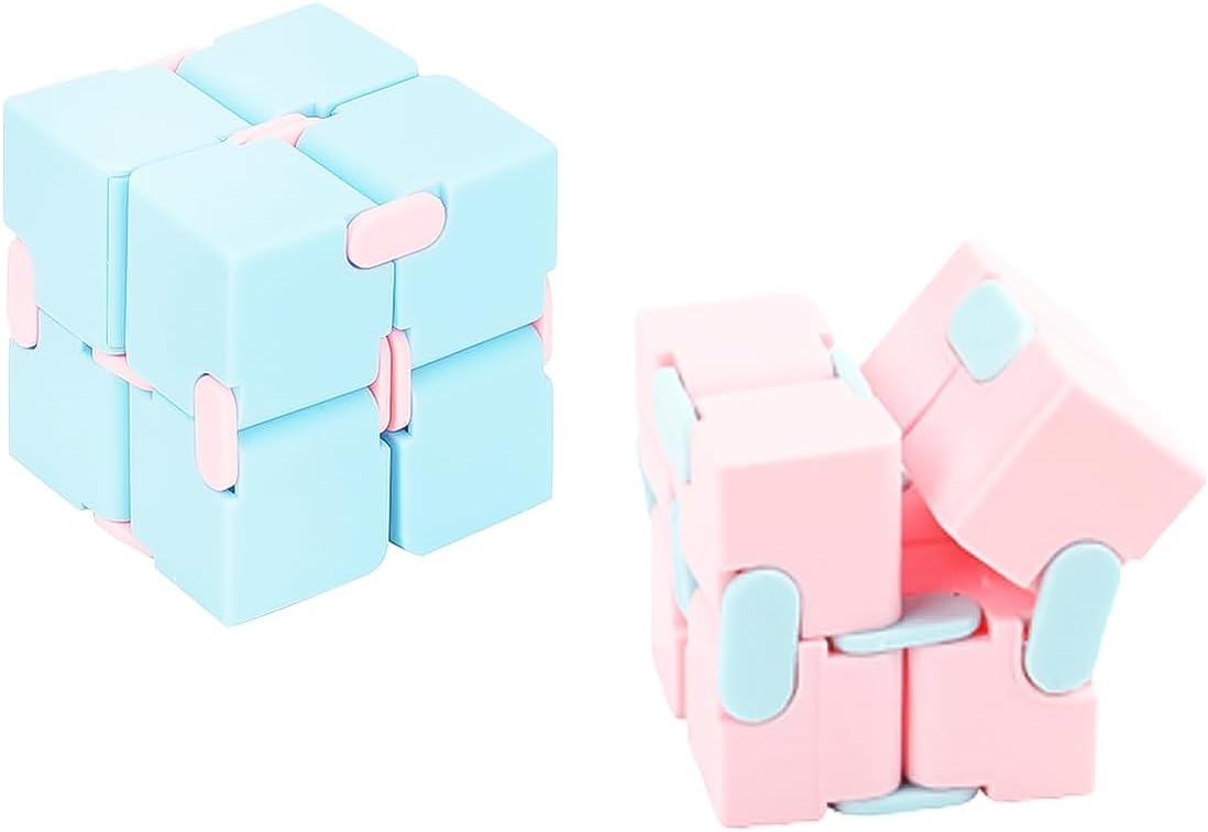 Sarini 2Pcs Infinity Cube for Adults Office Staff Household Desk Stress Relief Restlessness Tool Durable Cube for Focus and Anxiety Relief for Office and Home Use