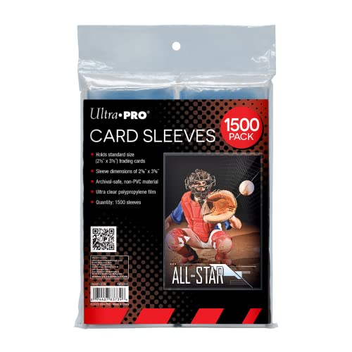 Ultra PRO - Penny Sleeves Clear Card Sleeves for Standard Size Trading Cards Measuring 2.5 x 3.5 - Perfect for Pokemon Cards, Trading Cards, Sport Cards, and More - 500 x 3 Pack, 1500 Total