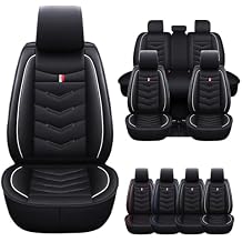 Car Seat Cover for Toyota Camry 2000-2025, Waterproof Durable Compatible Airbag, Premium Leather Seat Protector(5 Seats Standard,Black White)