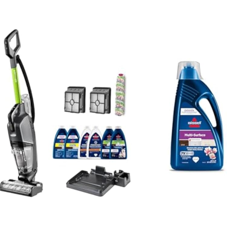 BISSELL CrossWave HydroSteamTM Deluxe Wet Dry Vac, Multi-Purpose Vacuum, Wash, and Steam, 3515G  Bissell MultiSurface Floor Cleaning Formula for Crosswave and Spinwave 80 oz, 1789G