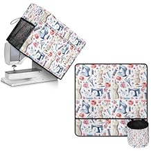 Sewing Theme Sewing Machine Protective Cover and Table Mat with Small Cylinder and Pocket Durable Waterproof Sewing Supplies For Fits Standard Singer, Brother and Janome Machines