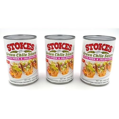 Stokes Green Chile Sauce with Pork and Jalapenos Pack of 3