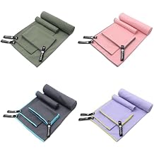 4 Set Quick Dry Camping Towel, Microfiber Travel Towel Super Absorbent Fast Drying Towel for Camping, Beach, Gym, Backpacking & Swimming(Four 3-Piece Towel Sets, Army Green/ Grey/ Taro Purple/ Pink)