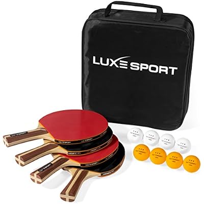 Ping Pong Paddle Set of 4 -Full Table Tennis Bundle includes 4 Ping Pong Paddles, 8 Three Star Balls, Portable Storage Travel BagCase - Racket Kit 2 or 4 Players - Recreational IndoorOutdoor Games