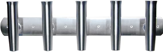 Tigress Transom Mount Rod Holder, 35" Durable 5 Rod Holder, Includes White Liners for Protection