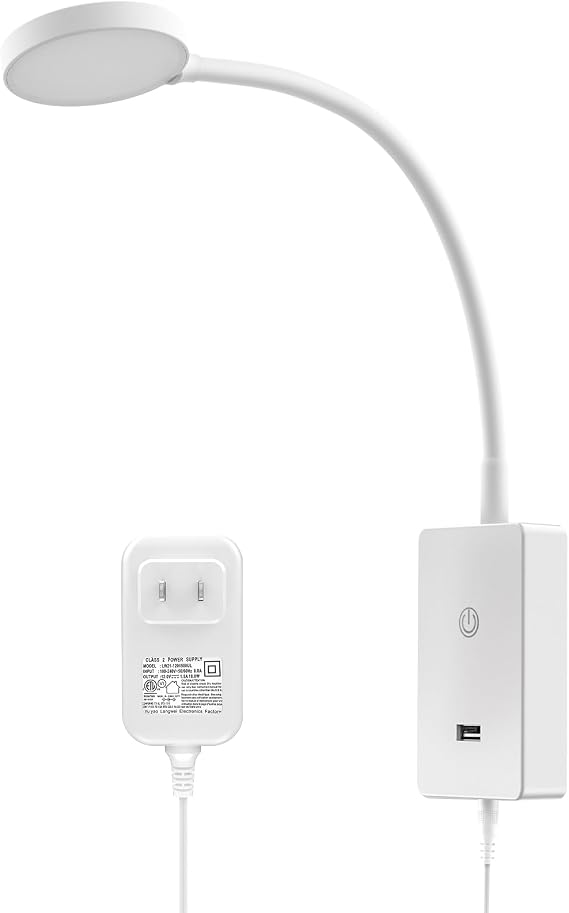 Touch Dimmable LED Bedside Wall Mounted Reading Lamp for Bedroom Nightstand, 4 Brightness Levels (100%- 70%- 35%- 15%), 120 Wide Angle Neutral White Lighting, with 5V2A USB Output Port