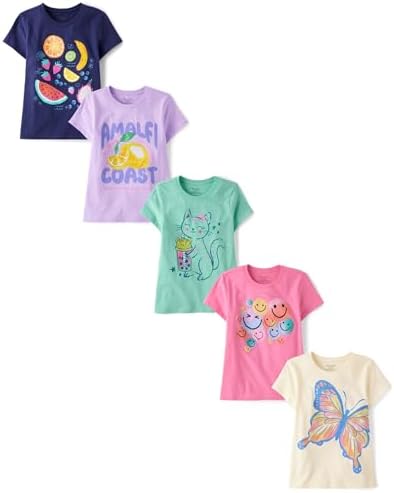 The Childrens Place Girls Trends Icons Short Sleeve Graphic T-shirts 5-Pack