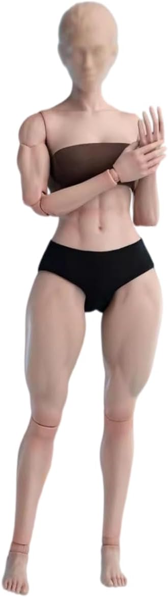 WorldBox AT202 1/6 Scale Female Action Figure Body, Plastic, Super Flexible Joint Body, 12 Inch, Adult Collectible (Light Tan, AT206B Muscle Body)