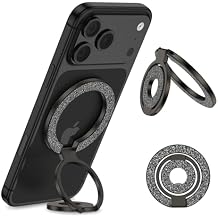 Magnetic Cell Phone Finger Ring Holder MagSafe Phone Grip Removable Dual-Sided Magnetic Ring Holder Kickstand for iPhone 17 Pro Max/17 Pro/17/Air/16e/16/15/14/13/12 Pro Max/Samsung/Ring for Car Mount
