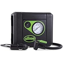 Slime 40060 Tire Inflator, Compact, Portable Car Air Compressor, Analog, Quick Connect Air Hose, Flat Tire Puncture Repair, 12V, 10 min inflation