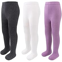 techcity Girls Tights Toddler Seamless Leggings Pantyhose Cotton Cable Knit Pants Stockings for Girls 2-14 Years