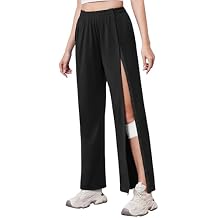 Deyeek Tear Away Pants for Women Side Slit Snap Sweatpants Loose Fit Post Surgery Casual Adaptive Clothing with Pockets