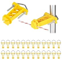 25 Pcs Tube Post Insulator, Electric Chain Link Fence, Extender Insulator, T Post Insulators for Electric Fence Wire for Round Pipe or White Vinyl Picket Fence, Yellow