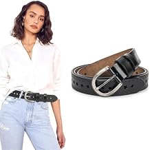 Womens Vintage Leather-Belt Adjustable Hollow-Flower Genuine-Cowhide Waist-Belt with Pin Buckle for Jeans Dresses