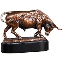 Charging Stock Market Bull Statue - Bronze Finish