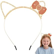 Chanaco Kitty Ears Headbands Cat Party Favors Birthday Decorations Metal Rhinestones Gold Glitter Gabby Hair Accessories Red Bow Cat Headpieces Cute Gifts