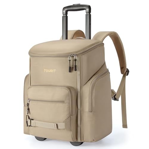 TOURIT Rolling Cooler Backpack: Leakproof Waterproof Insulated 36 Cans Beach Cooler with Wheels and Handle Outdoor Camping Picnic Travel