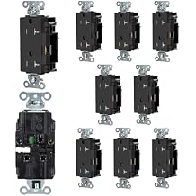 EdgeConnect 1-Gang 2-Pole 3-Wire 20A 125V Commercial-Grade Screwless-Terminal Decorator Receptacle Outlet Black DR20STBKTR, Fast Install Tamper Resistant Outlet, 10-Pack