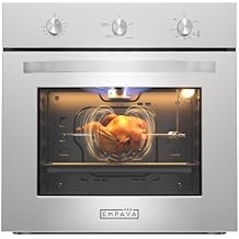 Empava 24 in. 2.3 cu. Ft. Single Gas Wall Oven Bake Broil Rotisserie Functions with Mechanical Controls-Built-in Timer-Convection Fan in Stainless Steel, Silver