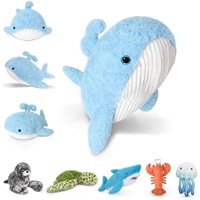 Niuniu Daddy 23 3.3 Pound Weighted Stuffed Animals Whale for Kids Adults, Whale Weighted Plushies Toy, Cute Body Pillow for Sleeping, Ocean Series Huggable Gift for Everyday Comfort